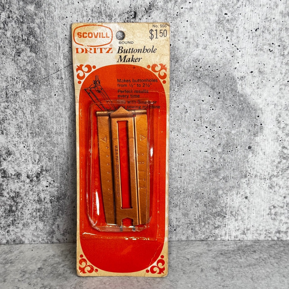 Vintage Dritz Scovill Bound Buttonhole Maker No 556 Metal Sewing Tool USA Made